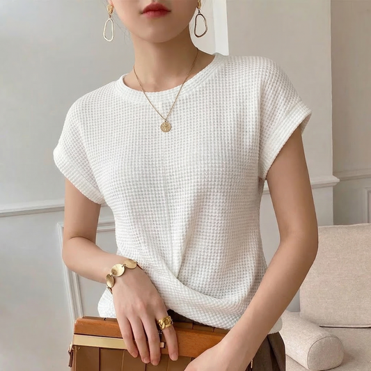 Twist Hem Waffle Knit Top