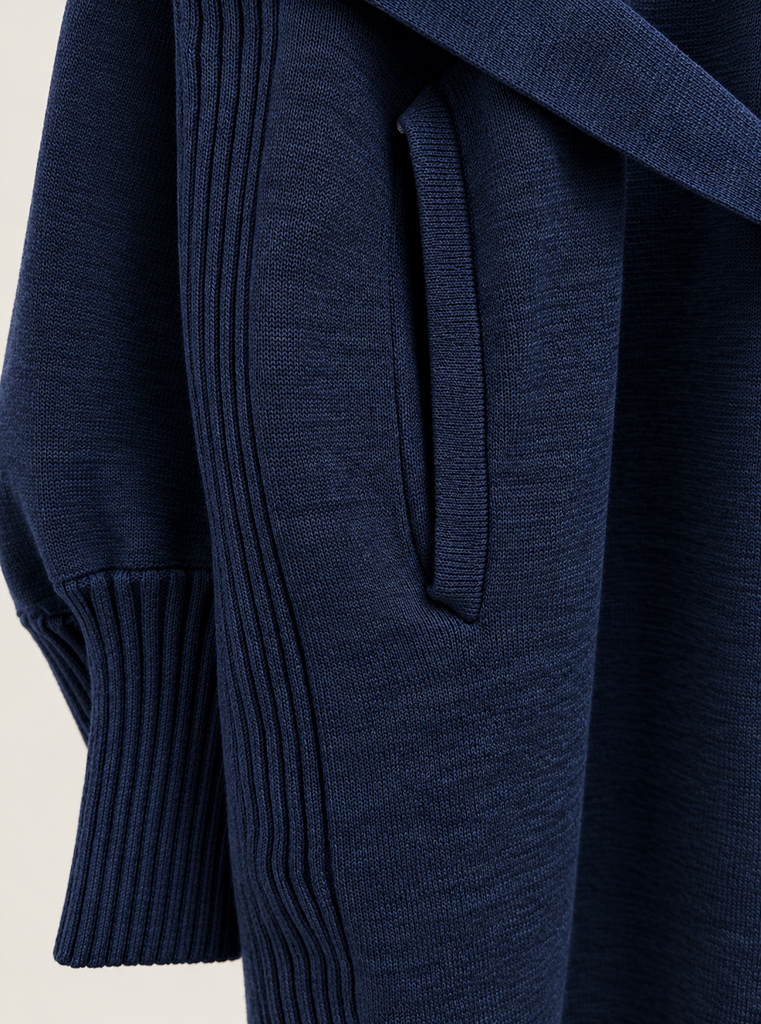 High Neck Belted Knit Midi Dress