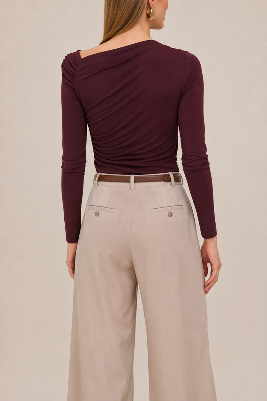 Asymmetric-Neck Blouse