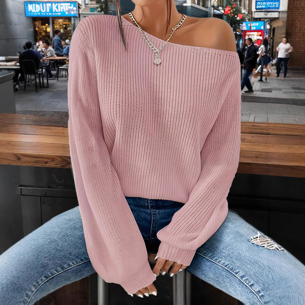 Off Shoulder Ribbed Knit Sweater