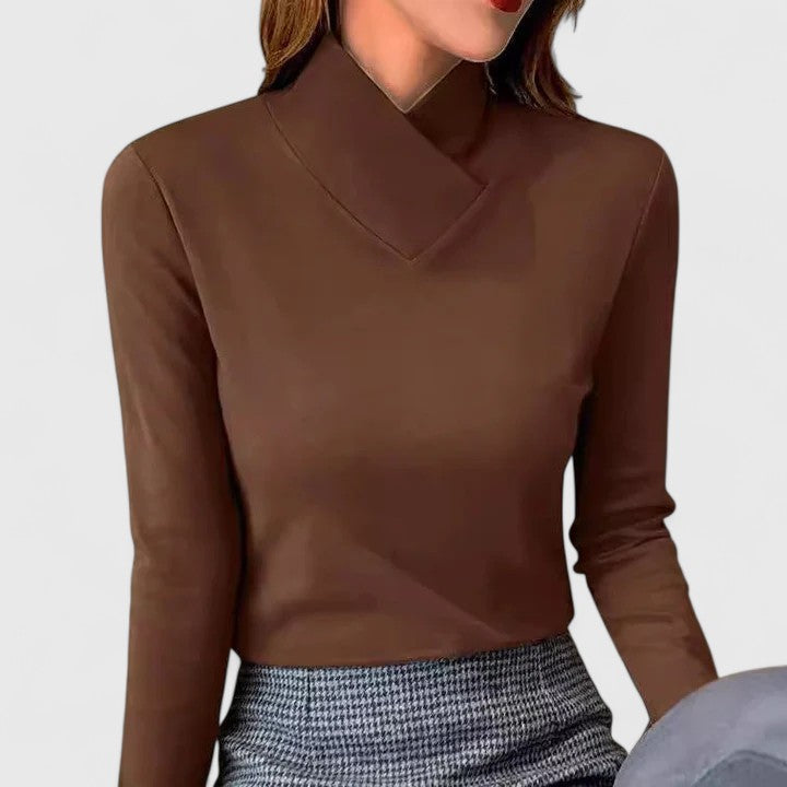 Mock-Neck Long-Sleeve Top