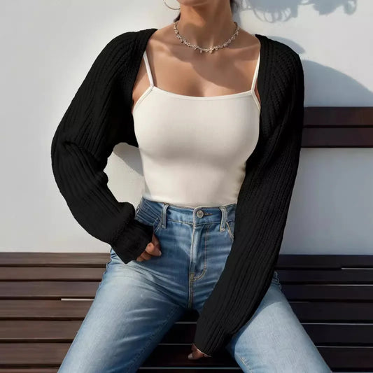 Cropped Open Front Knit Shrug