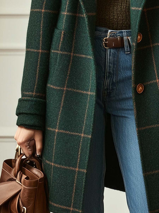 Plaid Button-Front Jacket