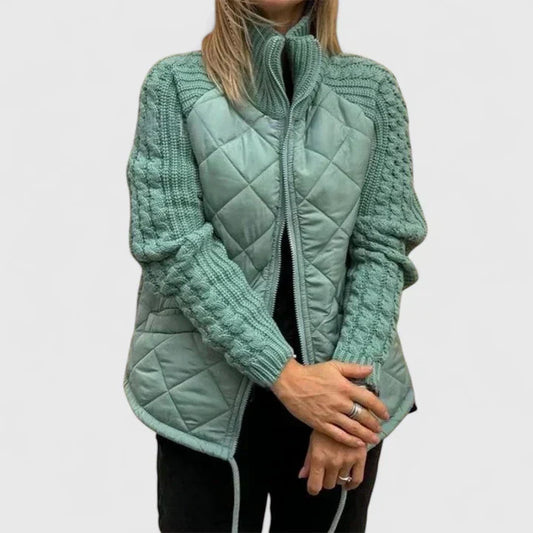 Lightweight Patchwork Jacket with Drawstring Waist