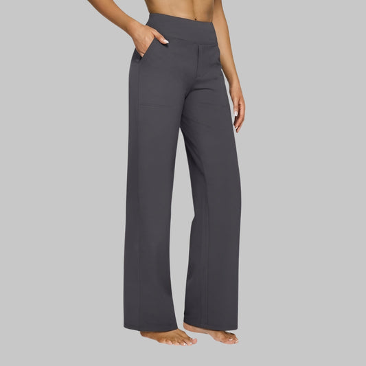 High-Waisted Wide-Leg Stretch Pants