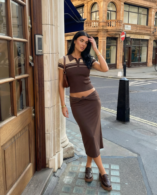 Contrast Trim Knit Polo Top