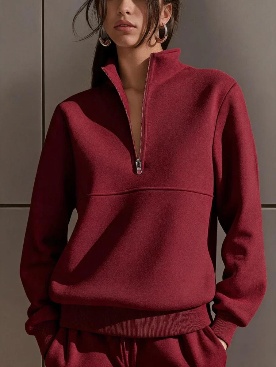 Half Zip Stand Collar Sweatshirt