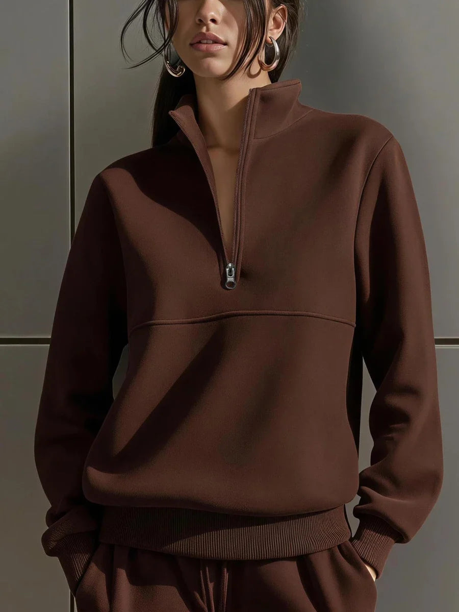 Half Zip Stand Collar Sweatshirt