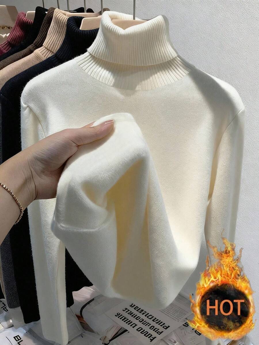 Thermal Lined High Round Neck Long Sleeve Tee