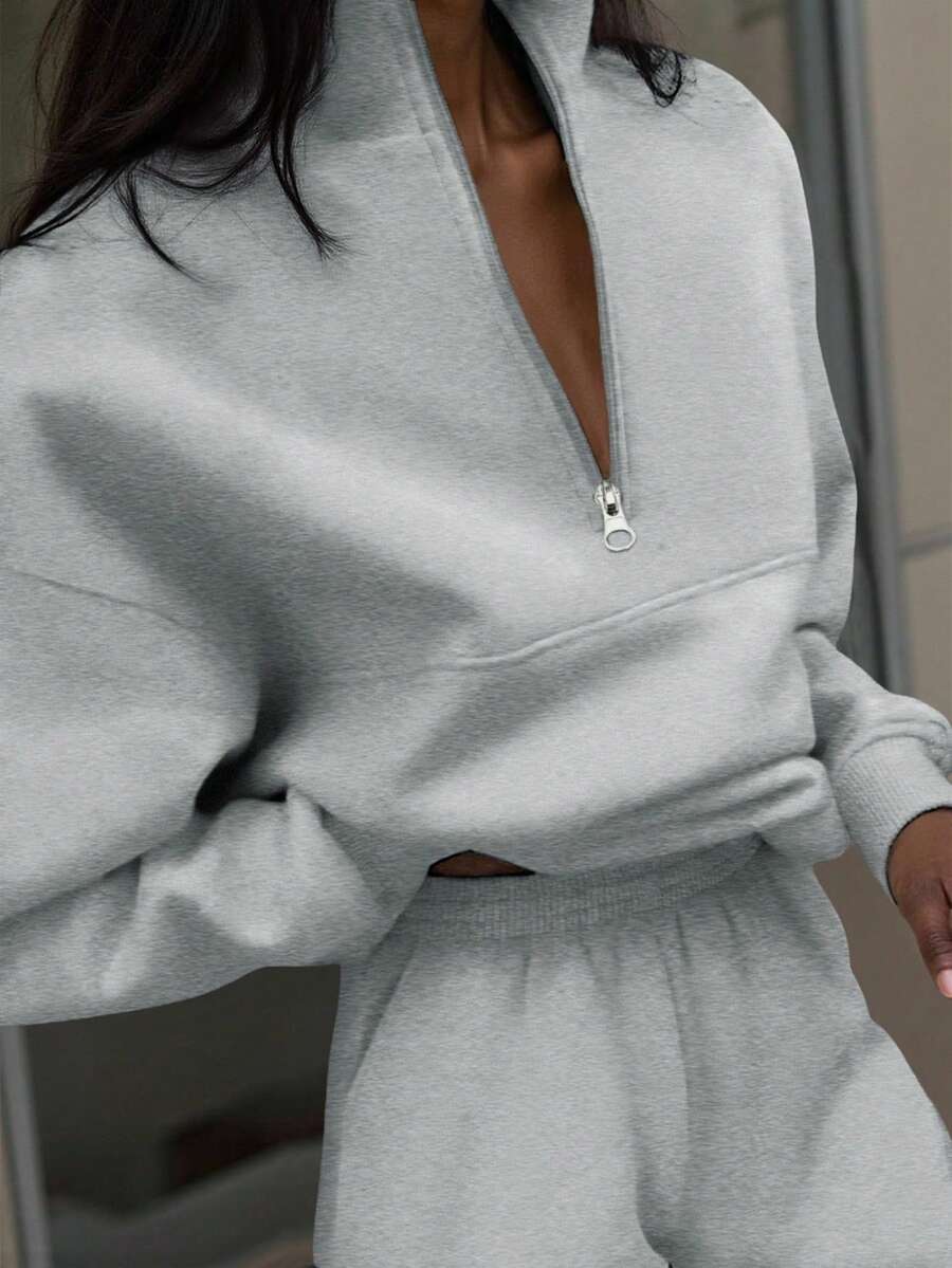 Half Zip Stand Collar Sweatshirt