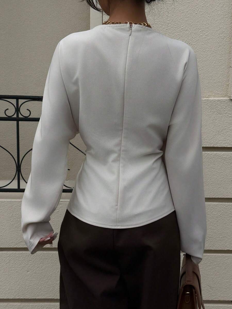 Batwing Sleeve Boat Neck Fitted Top