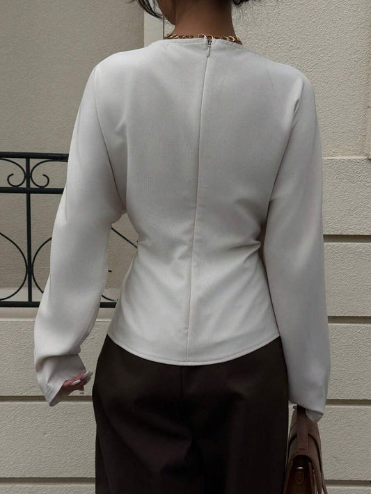 Batwing Sleeve Boat Neck Fitted Top