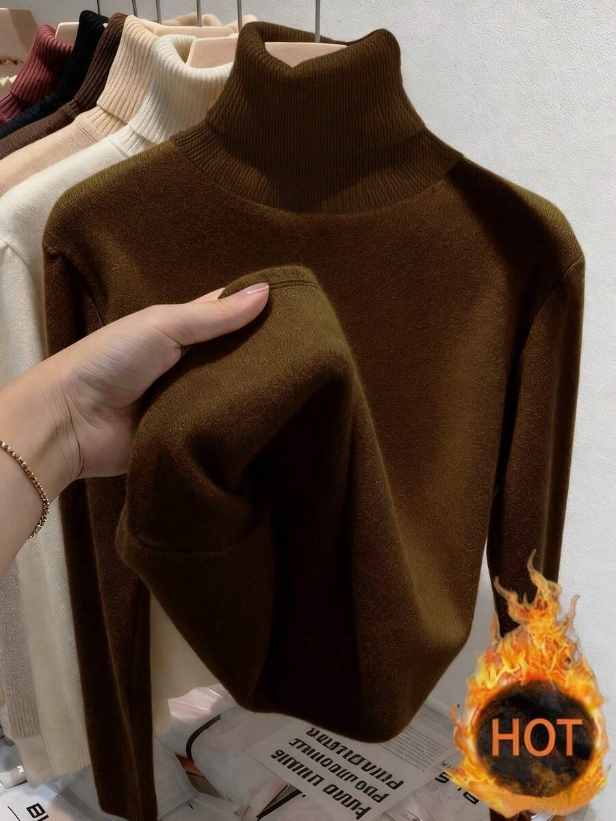 Thermal Lined High Round Neck Long Sleeve Tee