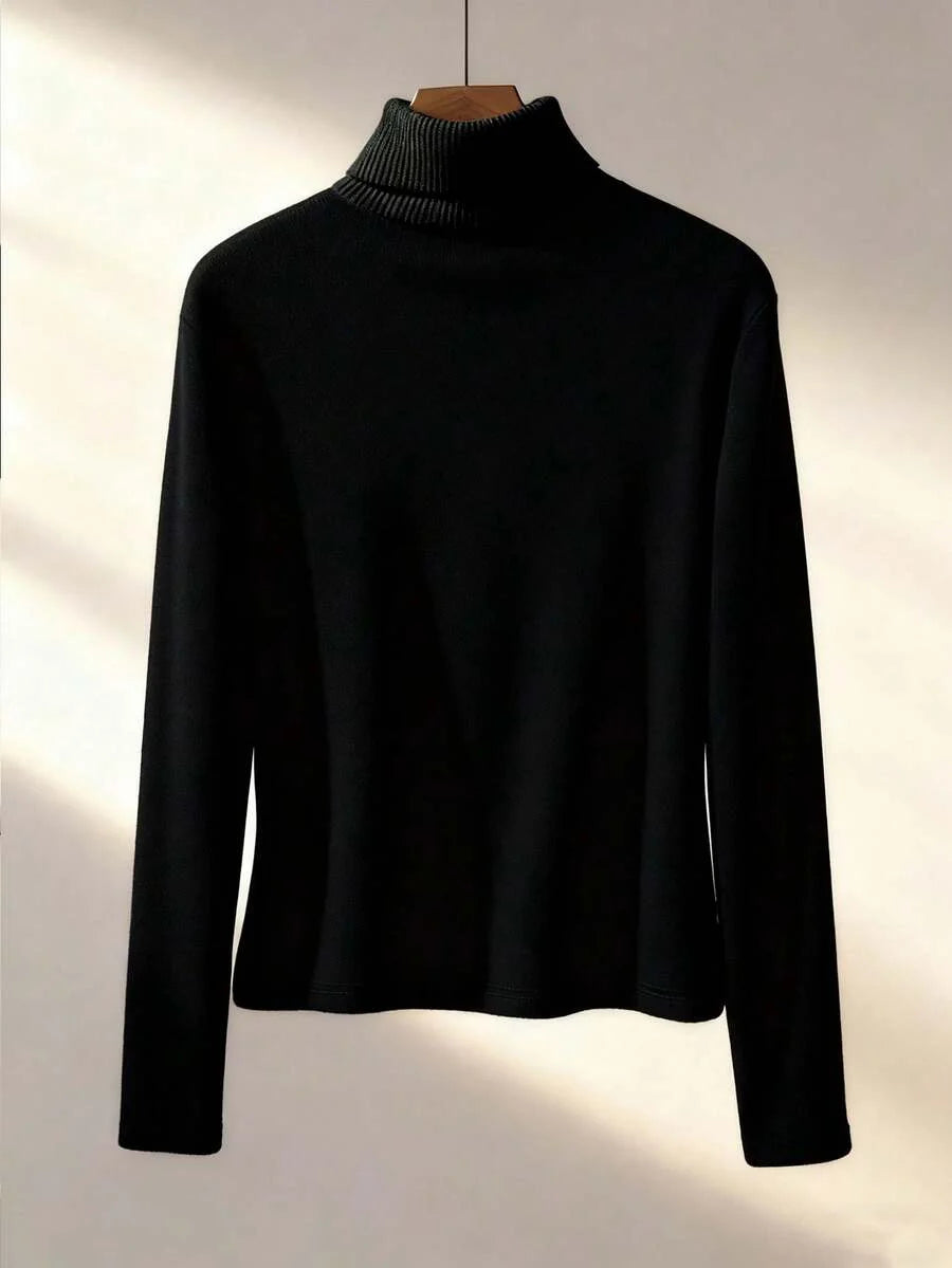 Thermal Lined High Round Neck Long Sleeve Tee