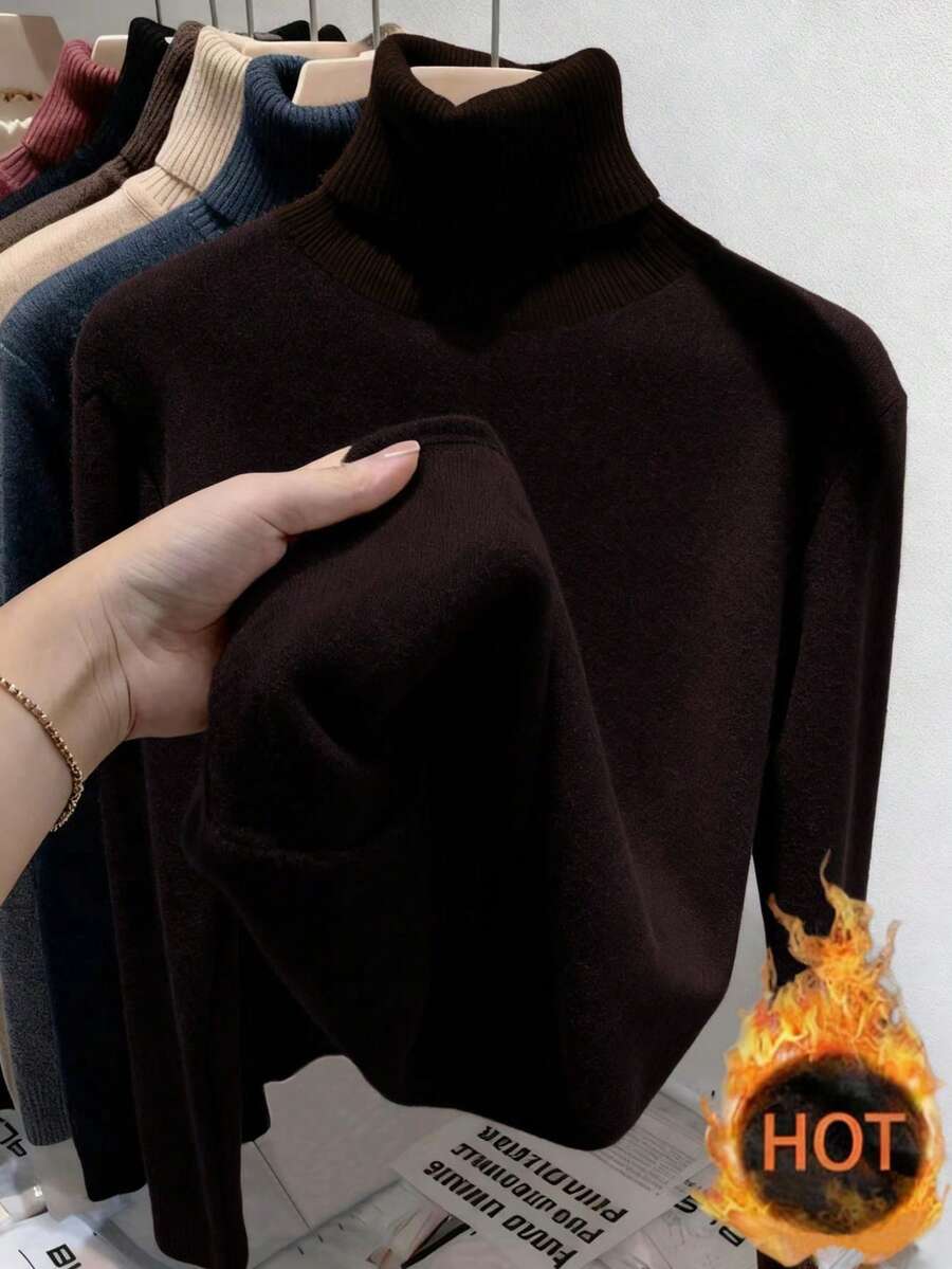 Thermal Lined High Round Neck Long Sleeve Tee
