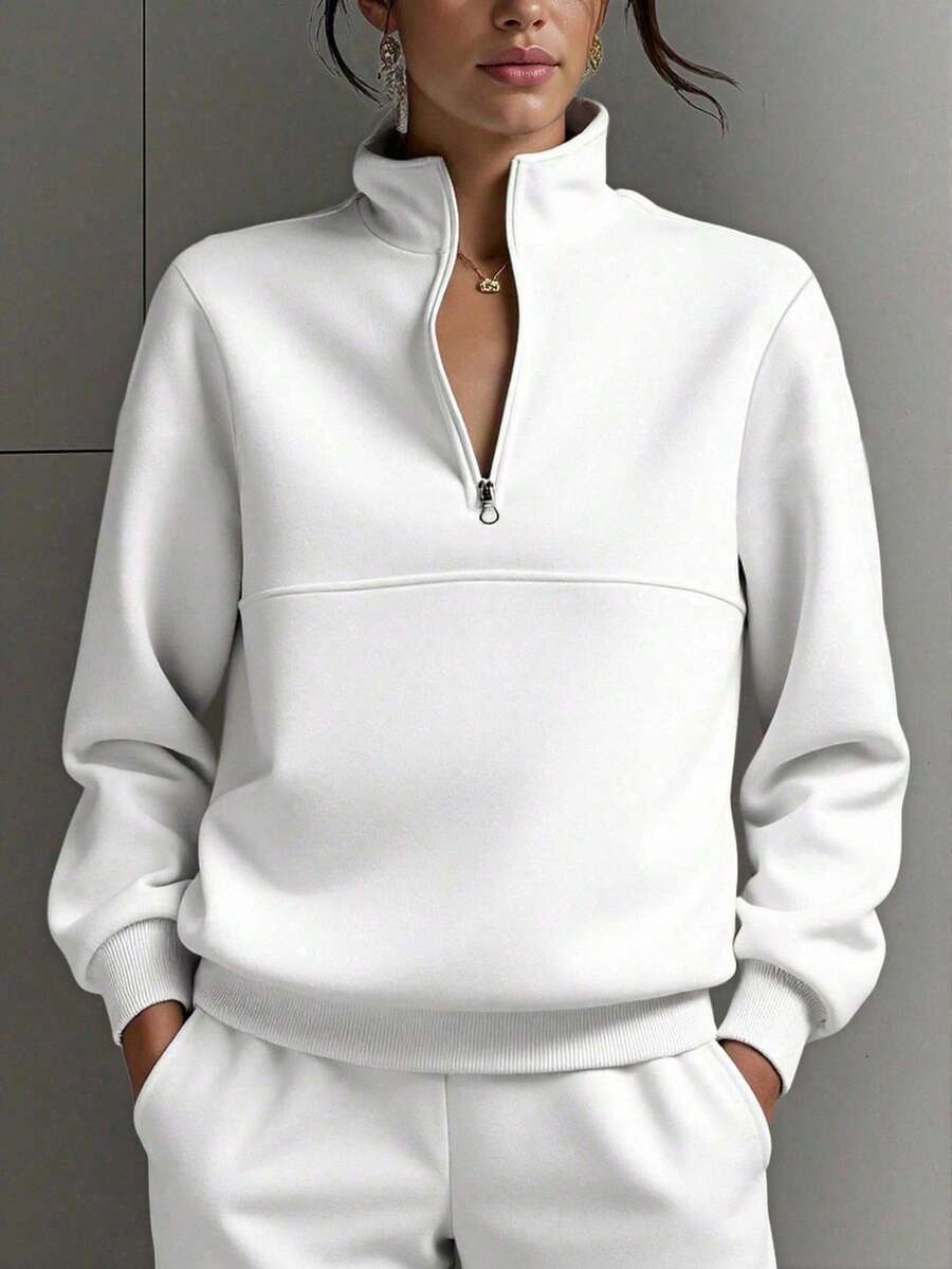 Half Zip Stand Collar Sweatshirt