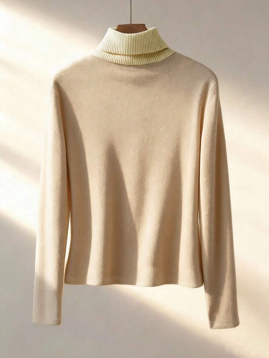 Thermal Lined High Round Neck Long Sleeve Tee