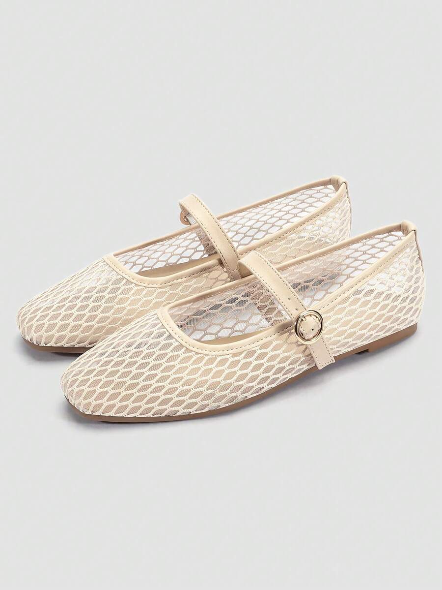 Mesh Mary Jane Ballet Flats