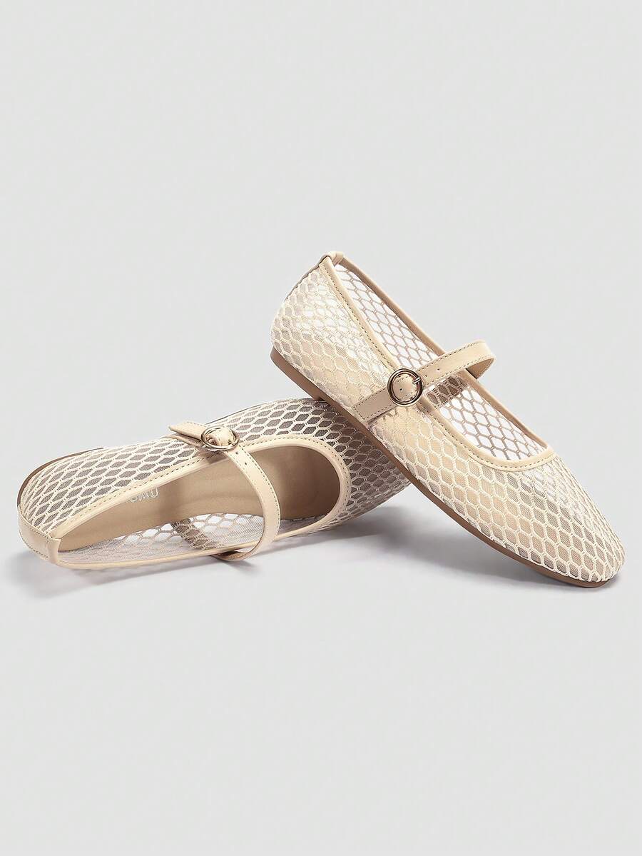 Mesh Mary Jane Ballet Flats