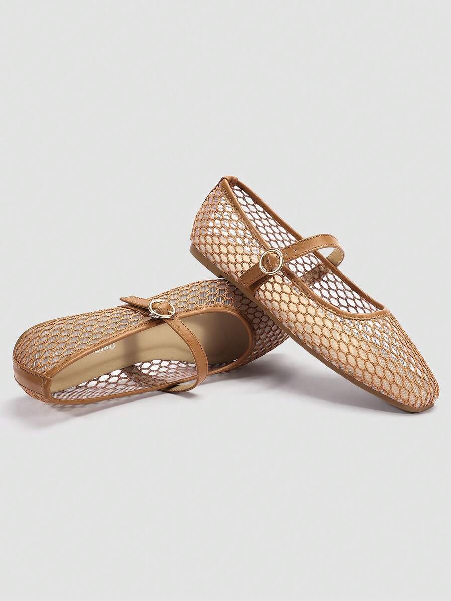 Mesh Mary Jane Ballet Flats