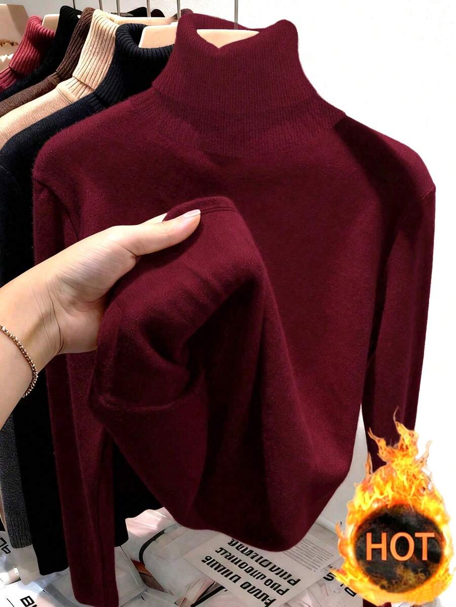 Thermal Lined High Round Neck Long Sleeve Tee