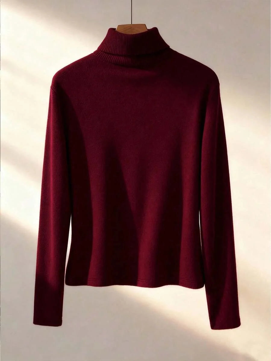 Thermal Lined High Round Neck Long Sleeve Tee