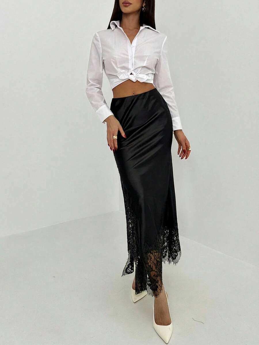 Contrast Lace Skirt