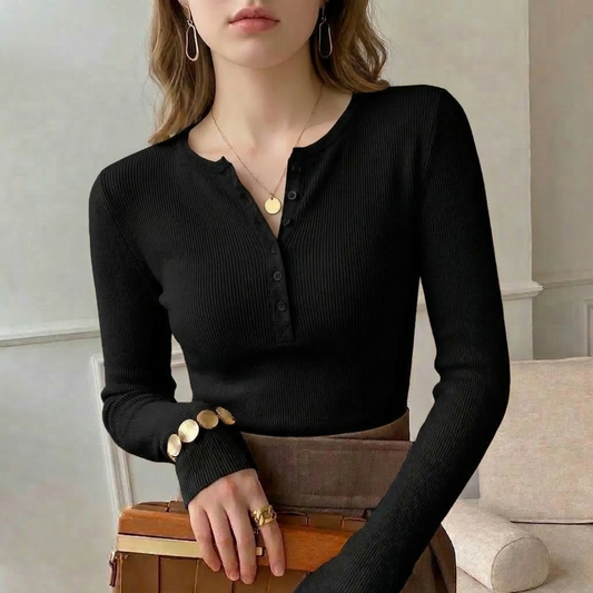 Ribbed Henley Top