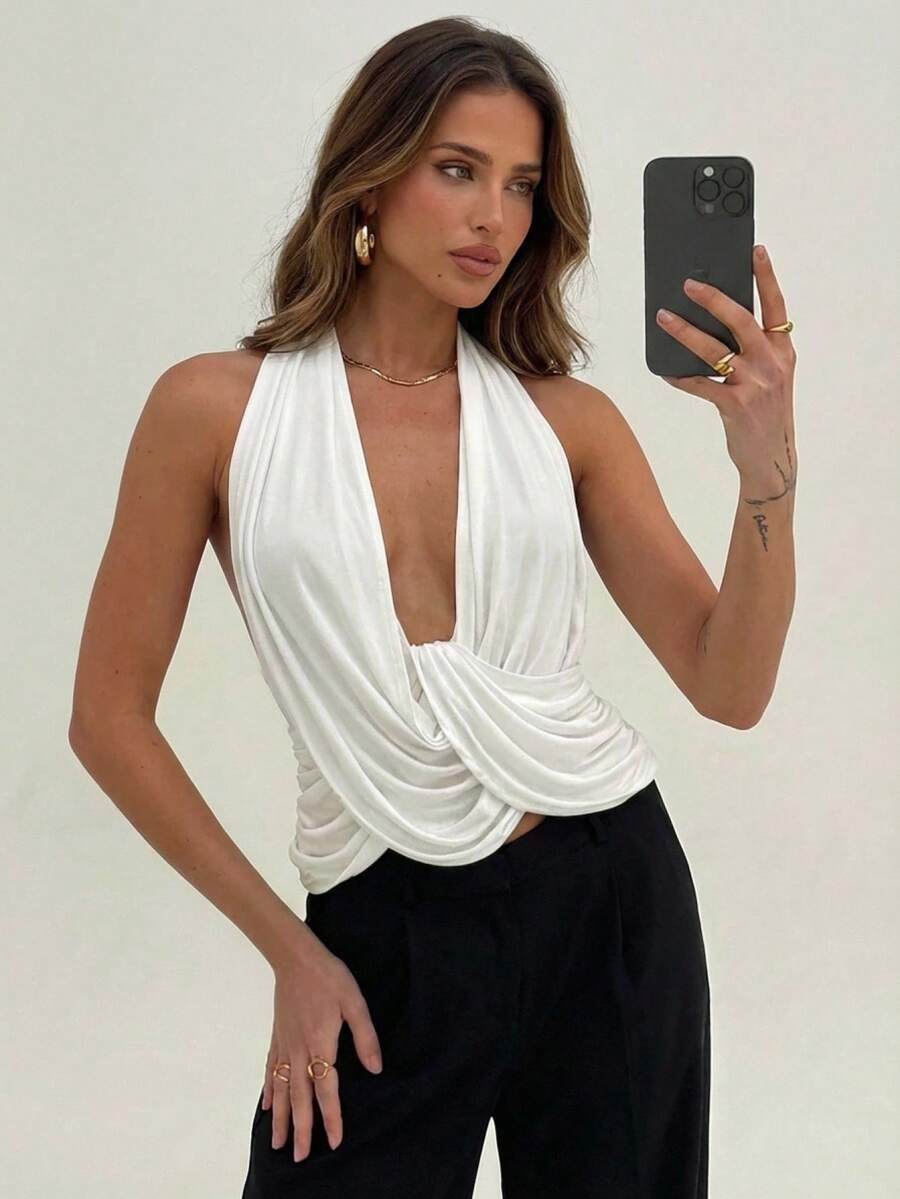 Draped Cowl Neck Tank Top