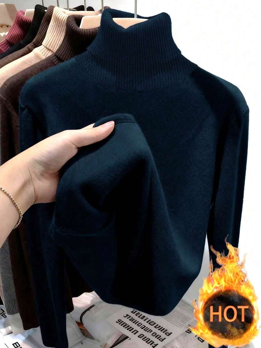 Thermal Lined High Round Neck Long Sleeve Tee