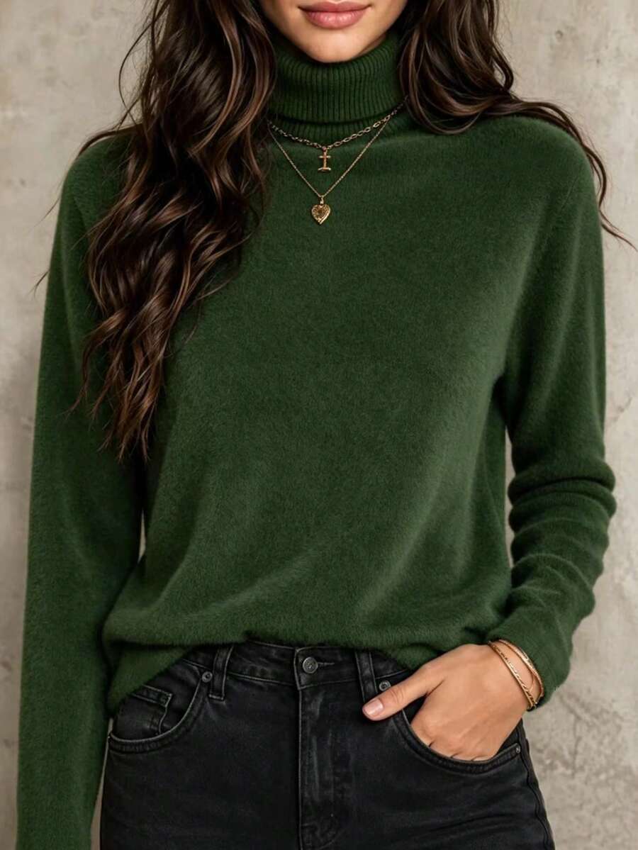 Thermal Lined High Round Neck Long Sleeve Tee