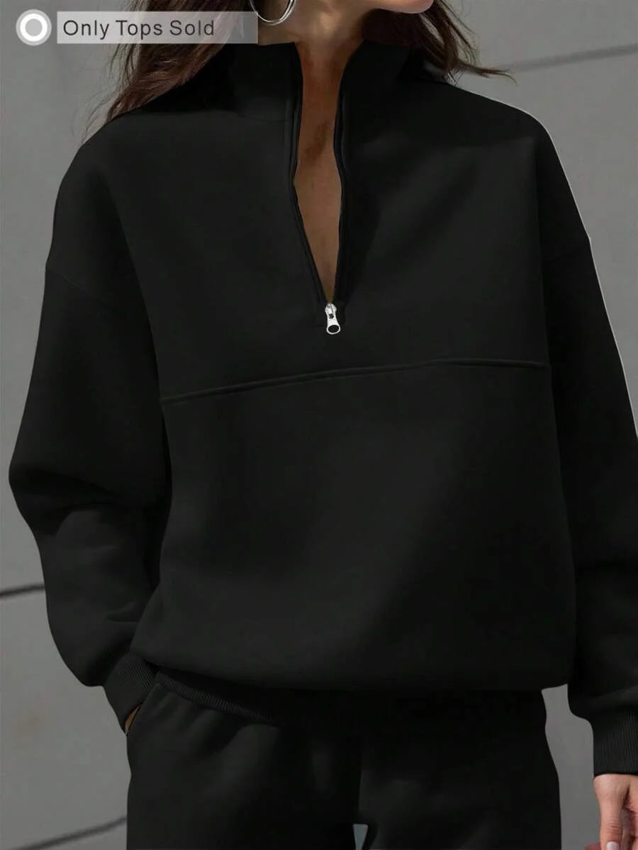 Half Zip Stand Collar Sweatshirt