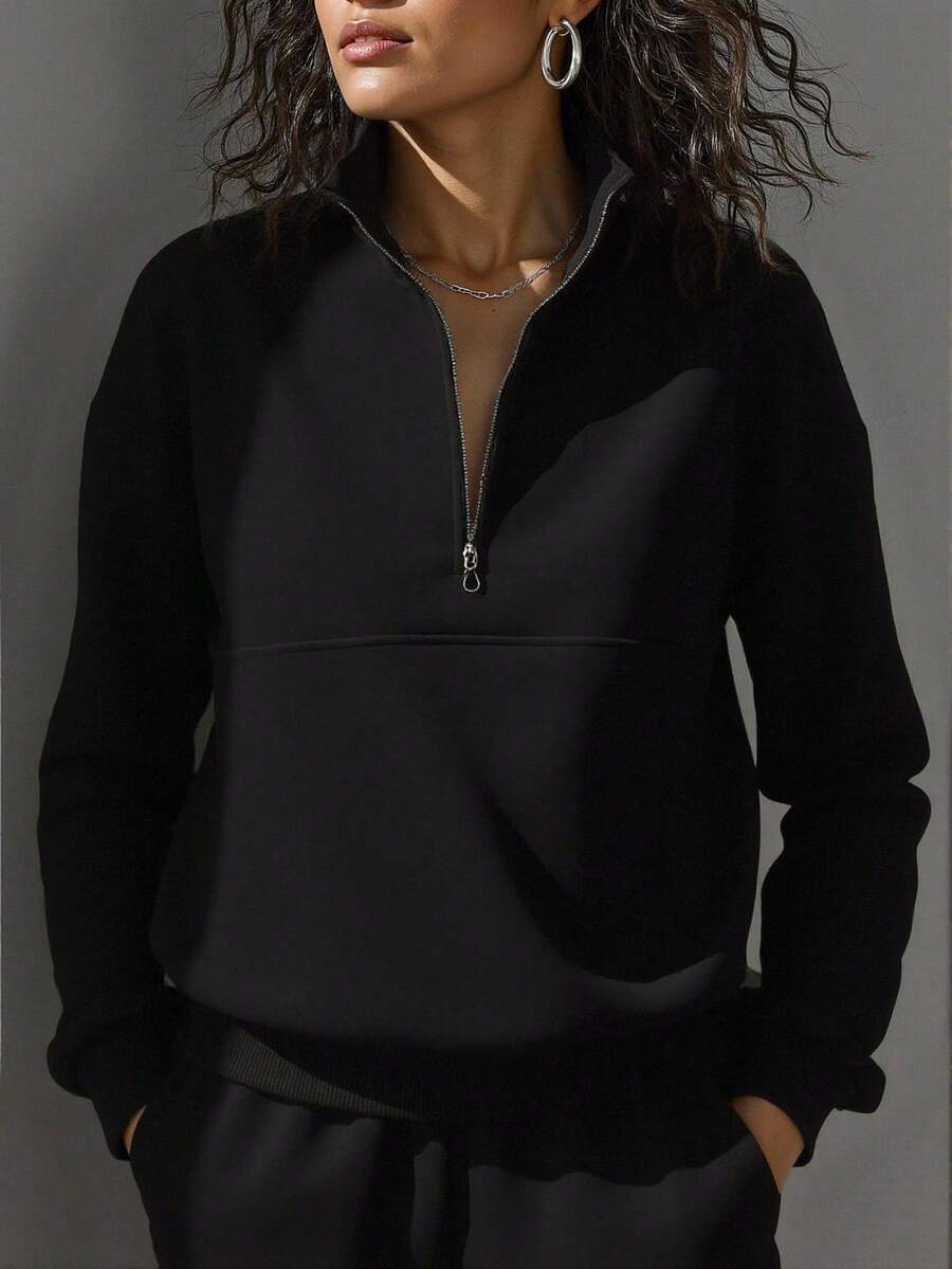 Half Zip Stand Collar Sweatshirt