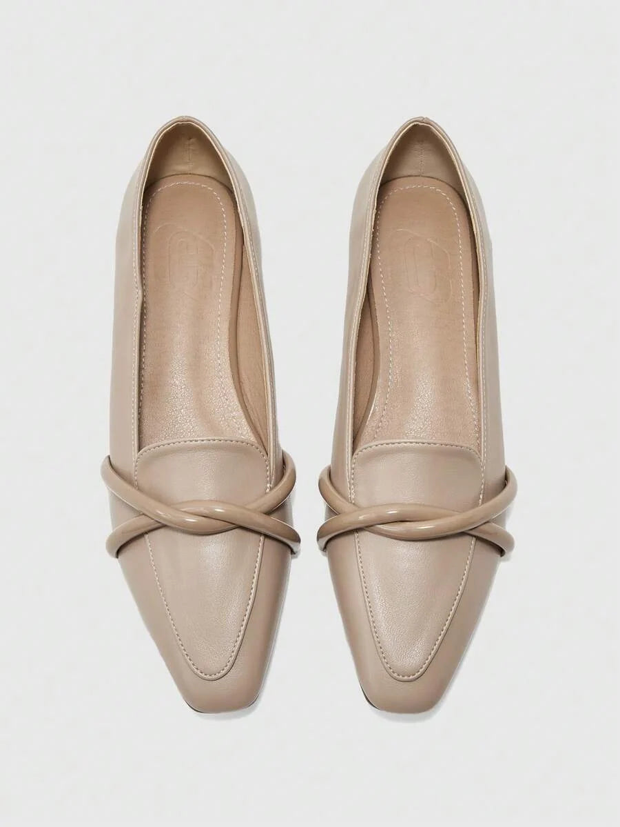 Croc Effect Criss Cross Strap Flats
