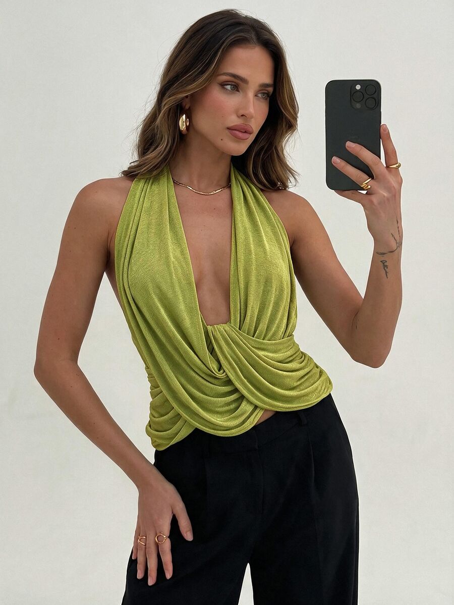 Draped Cowl Neck Tank Top