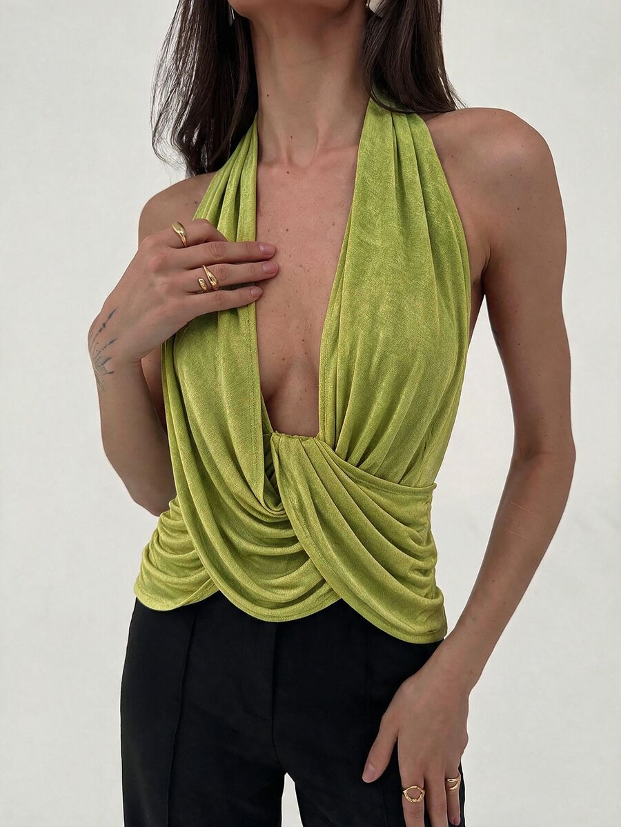 Draped Cowl Neck Tank Top