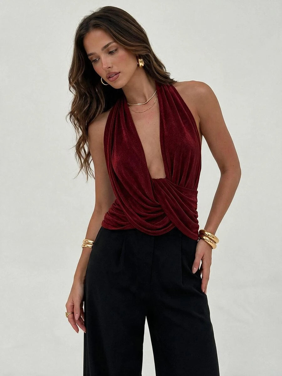 Draped Cowl Neck Tank Top