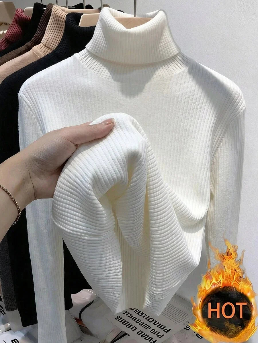 Thermal Lined High Round Neck Long Sleeve Tee