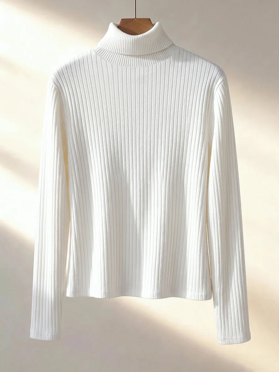 Thermal Lined High Round Neck Long Sleeve Tee