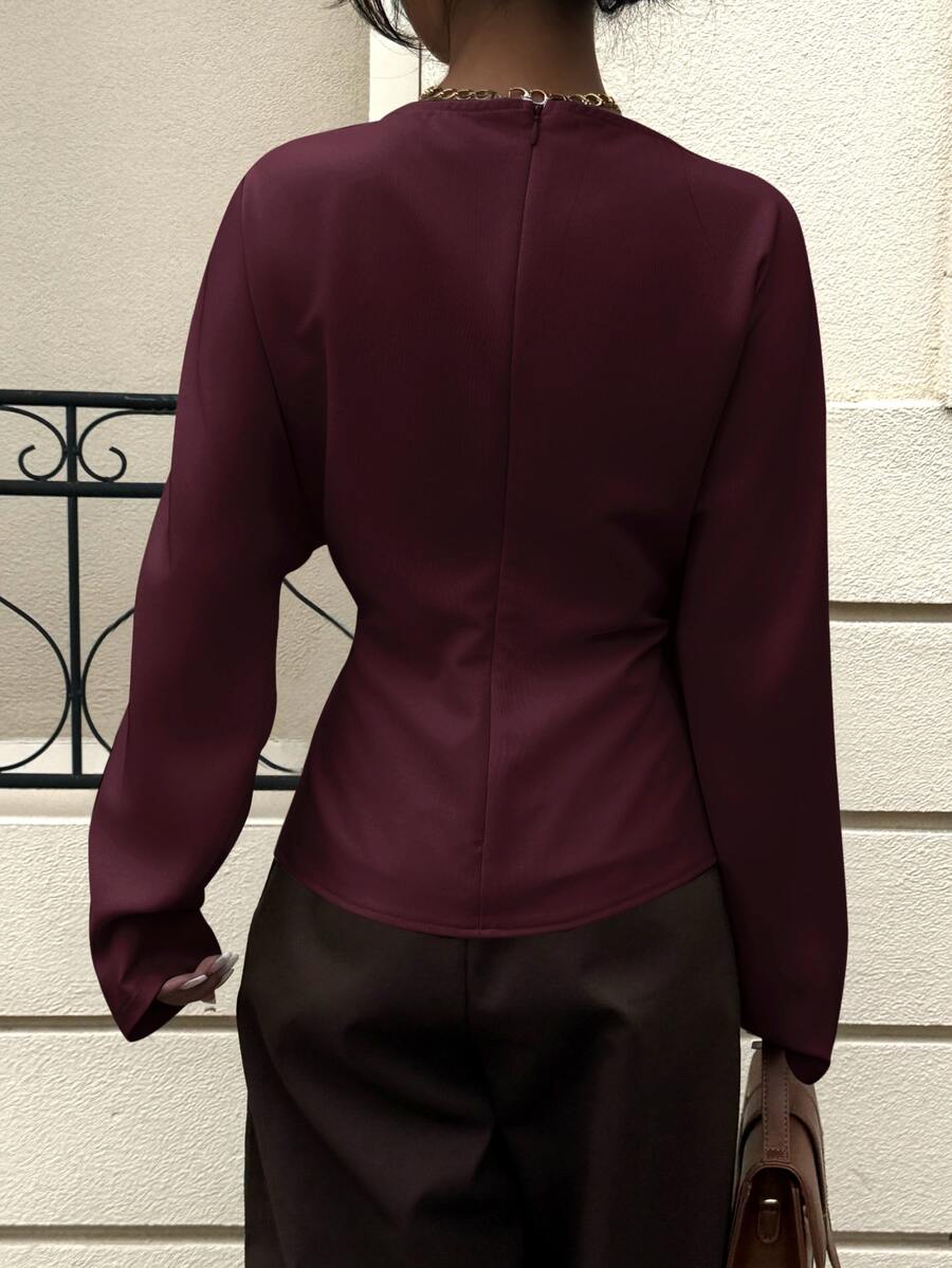 Batwing Sleeve Boat Neck Fitted Top
