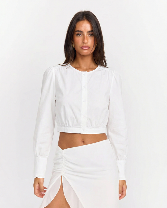 Cropped Long Sleeve Knit Top