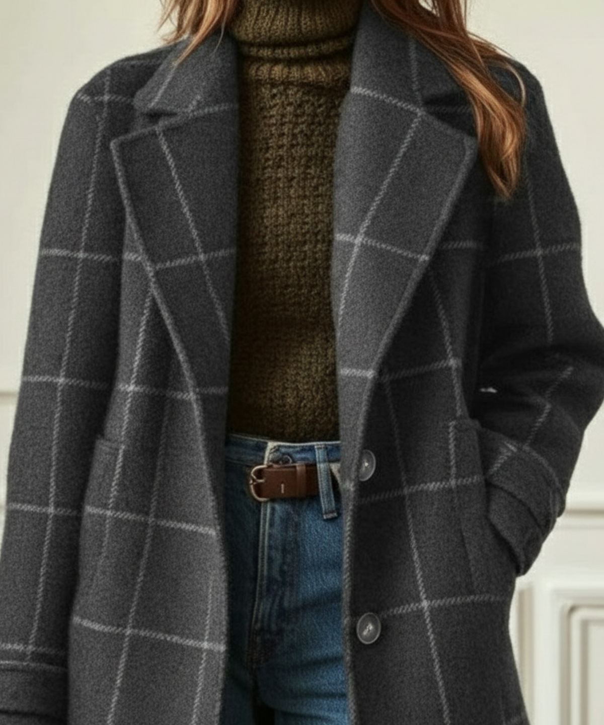 Plaid Button-Front Jacket