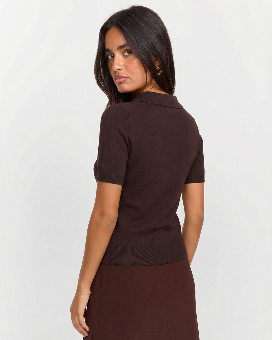 Short Sleeve Knit Polo Top