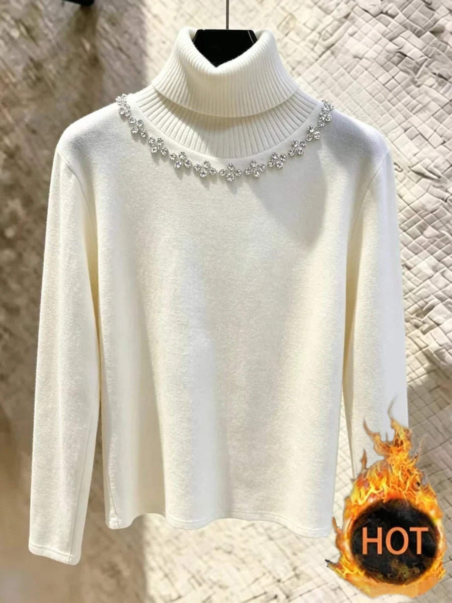 Thermal Lined High Round Neck Long Sleeve Tee