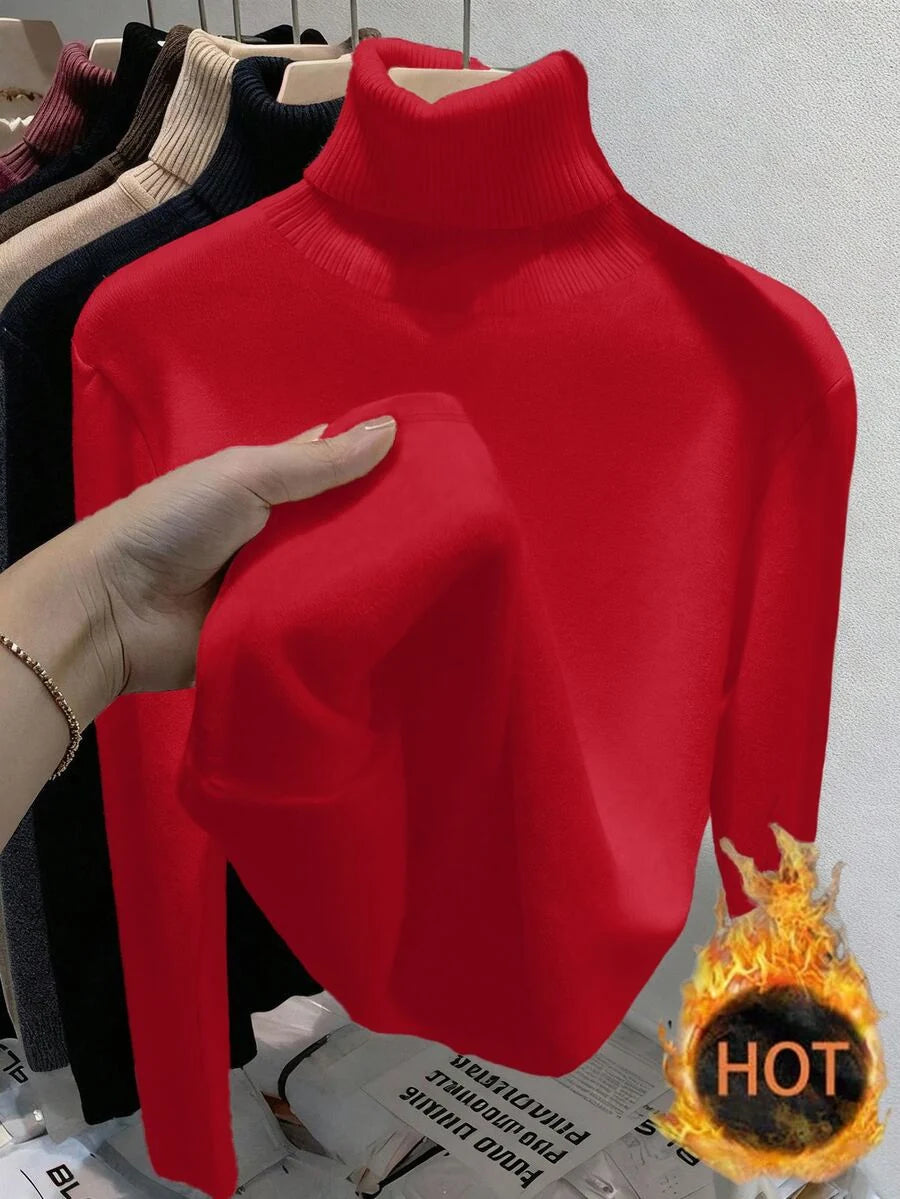 Thermal Lined High Round Neck Long Sleeve Tee