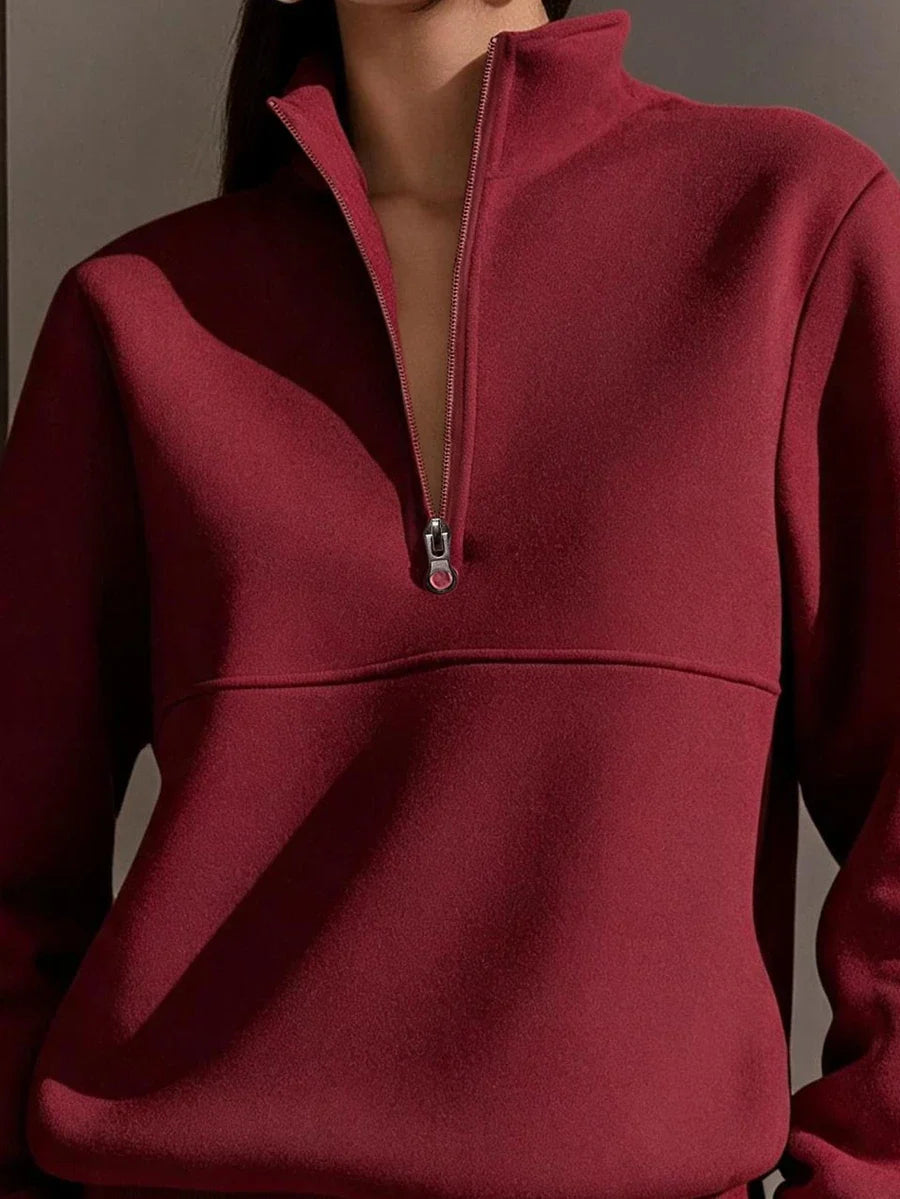 Half Zip Stand Collar Sweatshirt