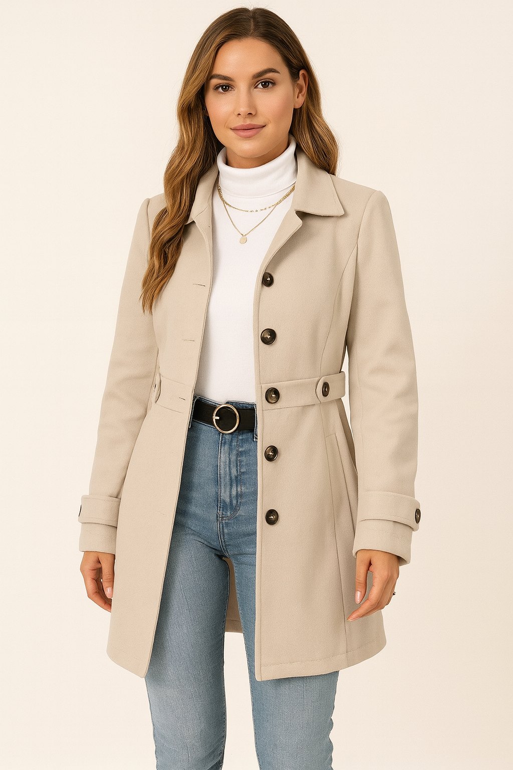 Belted Fitted Trench Coat