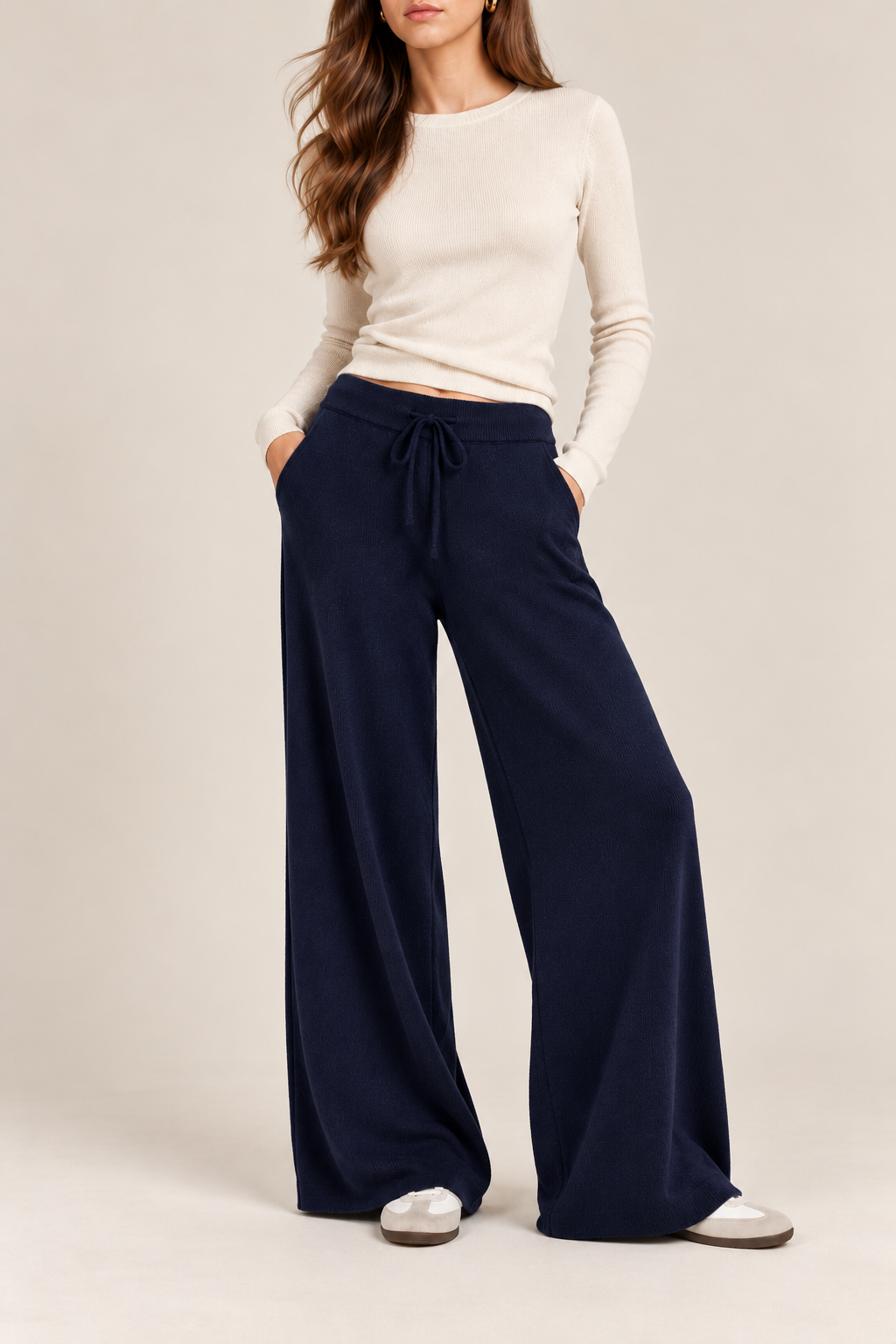 Wide Leg Fine Knit Trousers