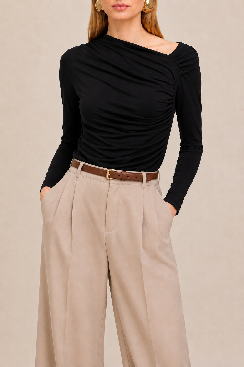 Asymmetric-Neck Blouse