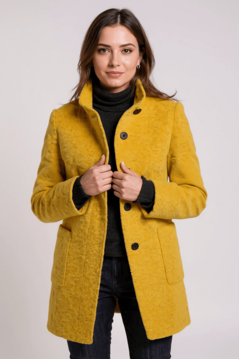 Classic Winter Tailored Stand-Collar Coat